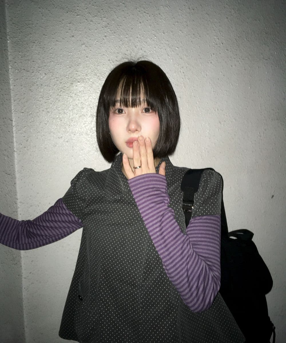 재고 있음 한국 레트로 달콤함 일본식 도트 무늬 두 버클 Chic 주머니 디자인 스택 착용 반팔 셔츠 맨위 상세 이미지 11