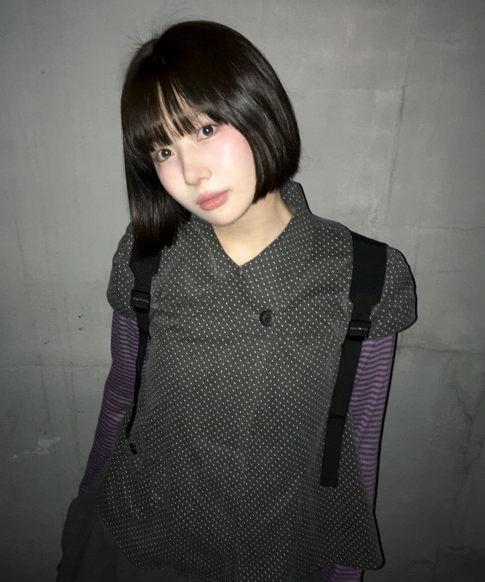 재고 있음 한국 레트로 달콤함 일본식 도트 무늬 두 버클 Chic 주머니 디자인 스택 착용 반팔 셔츠 맨위 상세 이미지 14