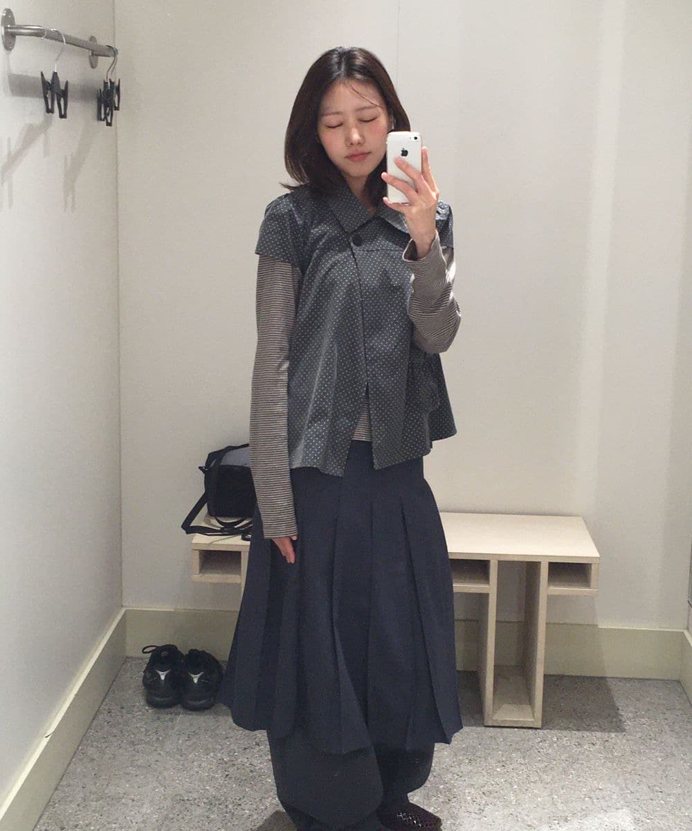 재고 있음 한국 레트로 달콤함 일본식 도트 무늬 두 버클 Chic 주머니 디자인 스택 착용 반팔 셔츠 맨위 상세 이미지 18