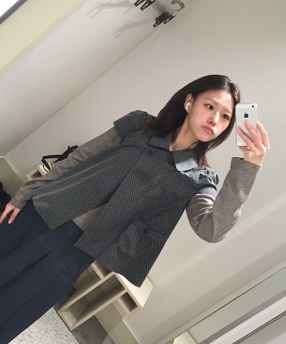 재고 있음 한국 레트로 달콤함 일본식 도트 무늬 두 버클 Chic 주머니 디자인 스택 착용 반팔 셔츠 맨위 상세 이미지 19