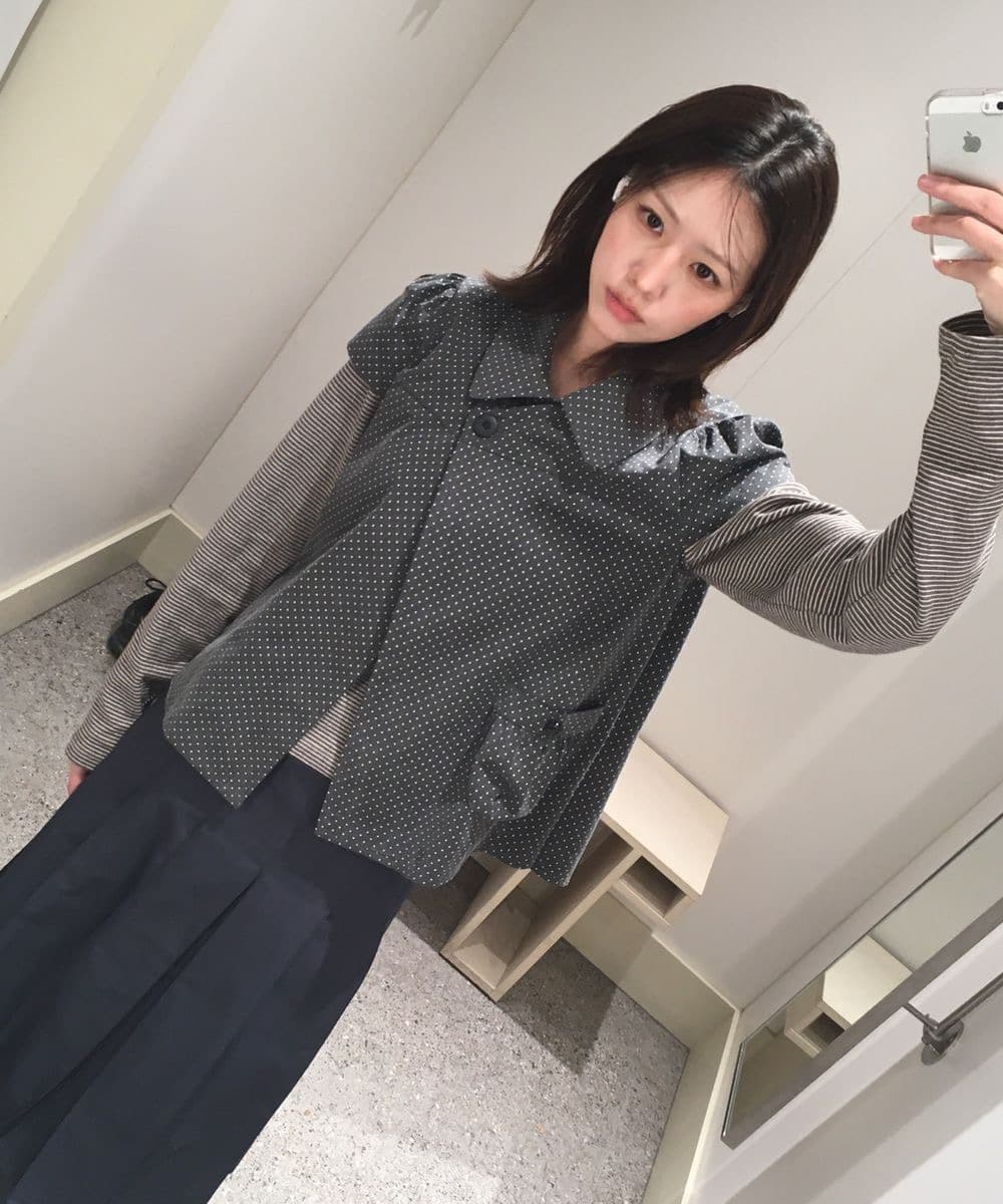 재고 있음 한국 레트로 달콤함 일본식 도트 무늬 두 버클 Chic 주머니 디자인 스택 착용 반팔 셔츠 맨위 상세 이미지 24