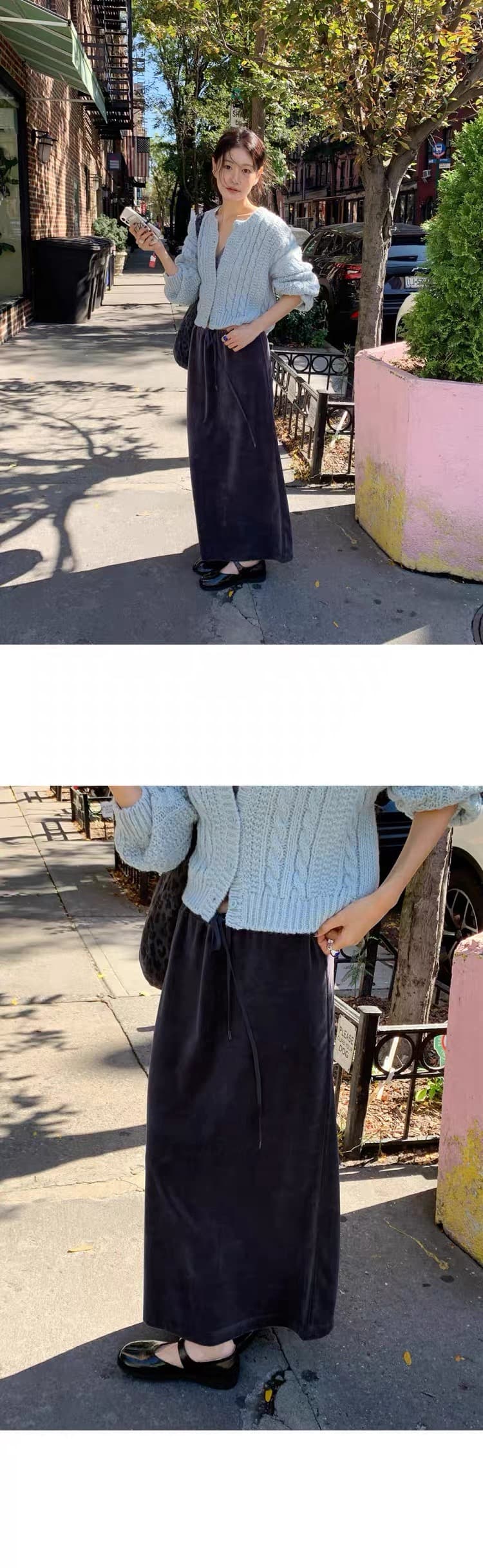 재고 있음 한국 26 가을 양모 미니멀리즘 마 무늬 쇼트 스타일 니트 오픈 가디건 상세 이미지 4