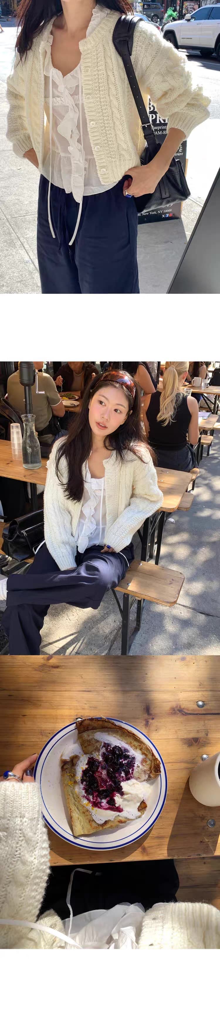 재고 있음 한국 26 가을 양모 미니멀리즘 마 무늬 쇼트 스타일 니트 오픈 가디건 상세 이미지 12