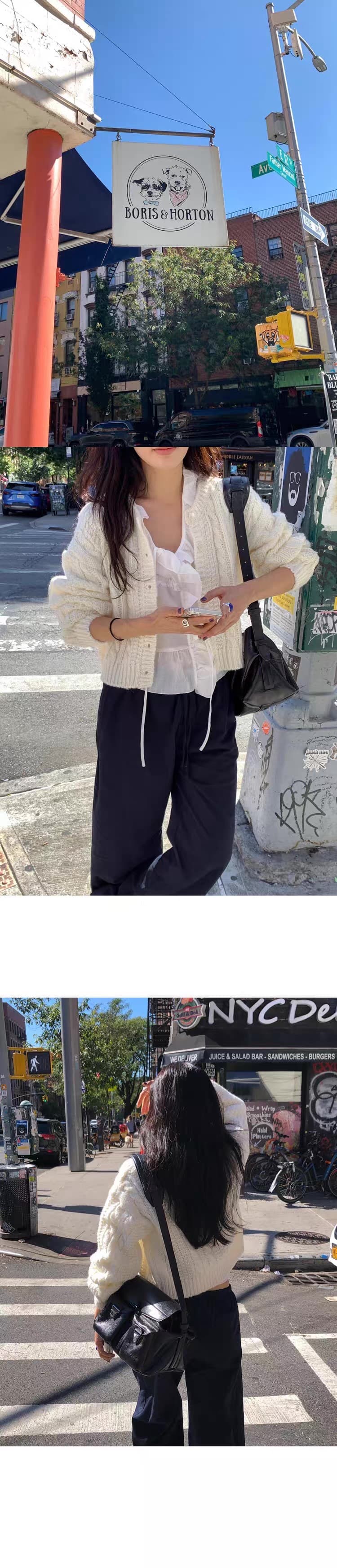 재고 있음 한국 26 가을 양모 미니멀리즘 마 무늬 쇼트 스타일 니트 오픈 가디건 상세 이미지 15