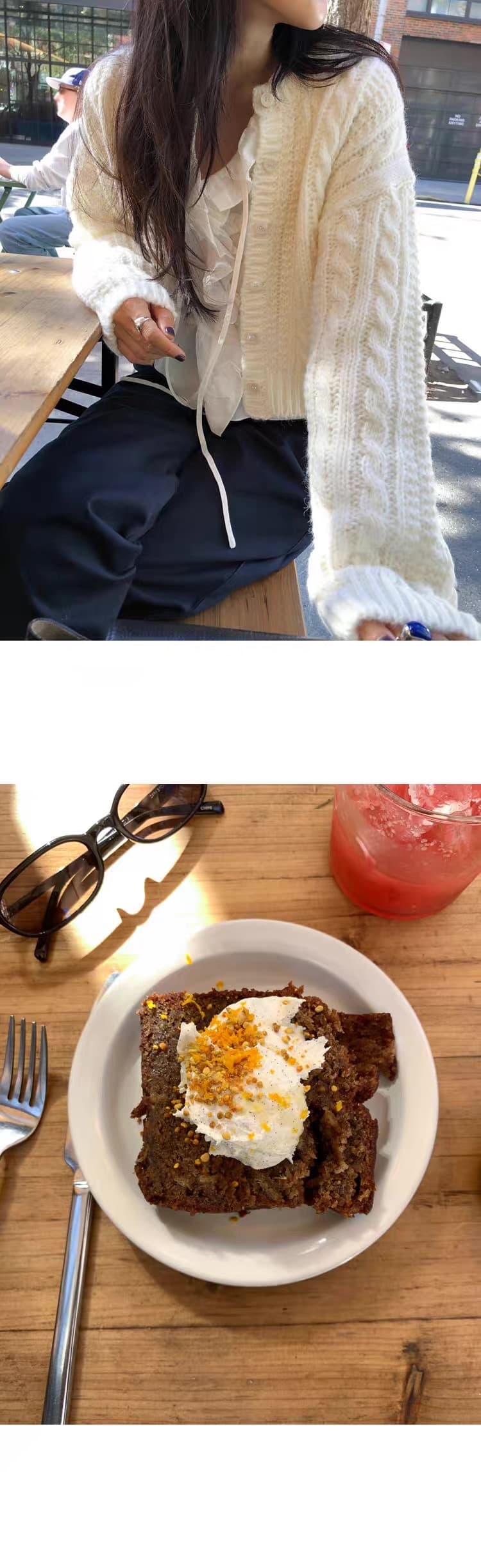 재고 있음 한국 26 가을 양모 미니멀리즘 마 무늬 쇼트 스타일 니트 오픈 가디건 상세 이미지 18