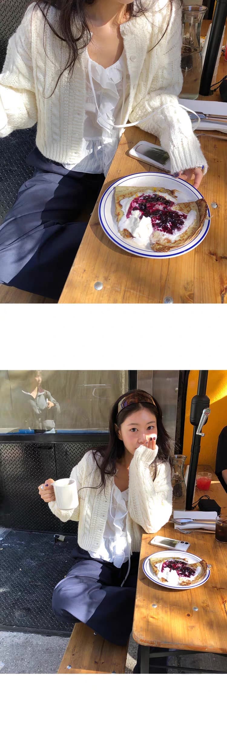재고 있음 한국 26 가을 양모 미니멀리즘 마 무늬 쇼트 스타일 니트 오픈 가디건 상세 이미지 22