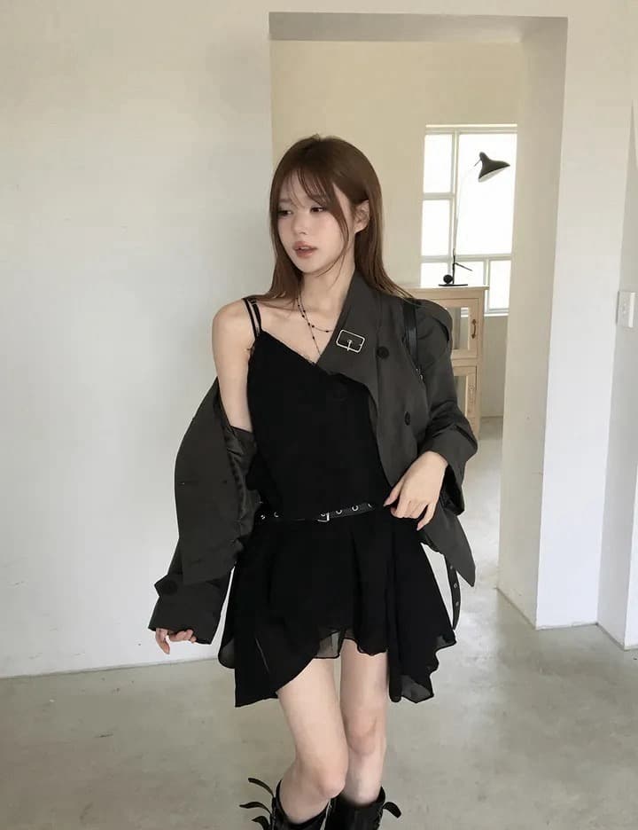 있음 창고 이중 버튼 스탠드 칼라 긴팔 루즈핏 캐주얼 다용도 재킷 작은 아이들 상세 이미지 14