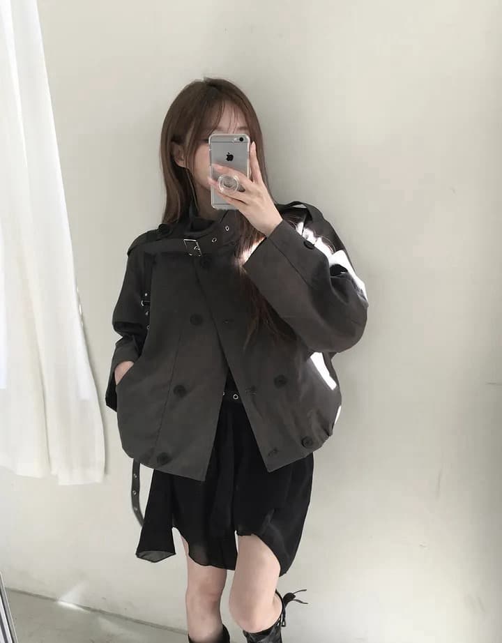 있음 창고 이중 버튼 스탠드 칼라 긴팔 루즈핏 캐주얼 다용도 재킷 작은 아이들 상세 이미지 19