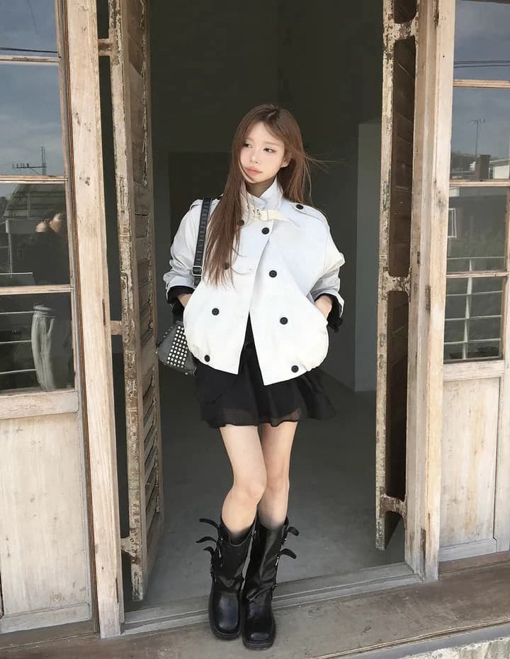 있음 창고 이중 버튼 스탠드 칼라 긴팔 루즈핏 캐주얼 다용도 재킷 작은 아이들 상세 이미지 24