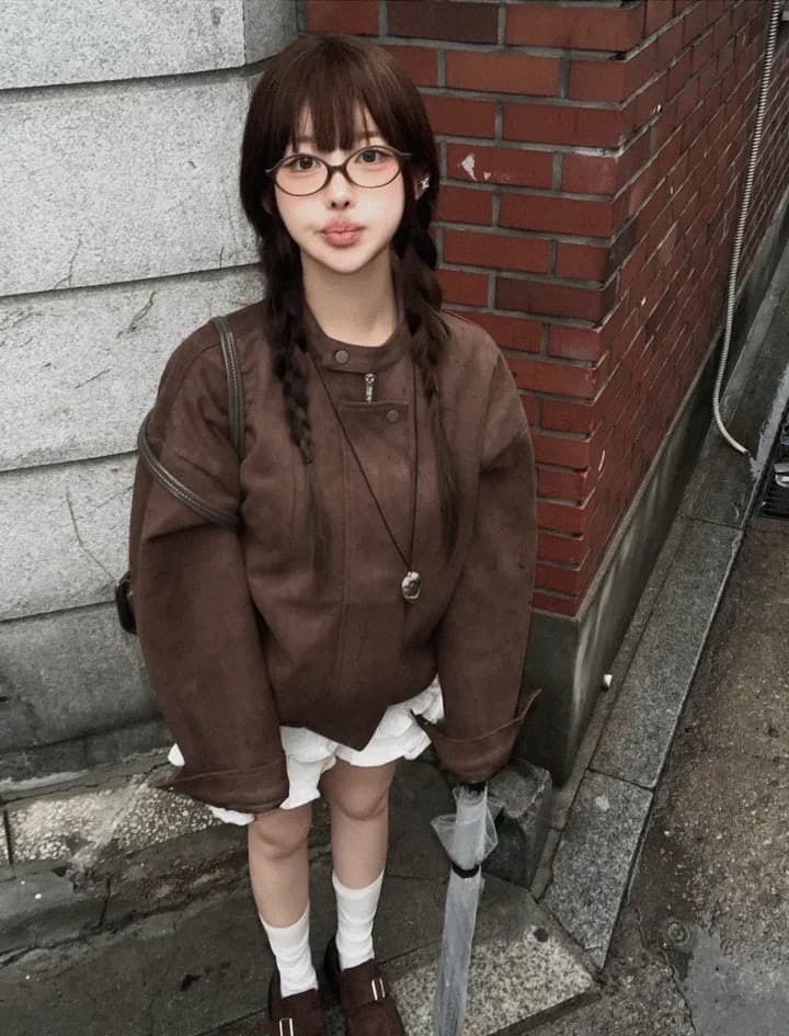 한국 chic 가을 겨울 레트로 작은 대중 스탠드 칼라 모방 사슴 캐시미어 루즈핏 다용도 긴팔 보온 재킷 여성 코트 이미지 4