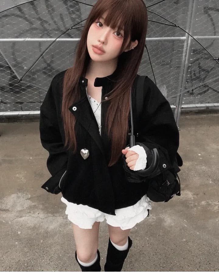 한국 chic 가을 겨울 레트로 작은 대중 스탠드 칼라 모방 사슴 캐시미어 루즈핏 다용도 긴팔 보온 재킷 여성 코트 이미지 3