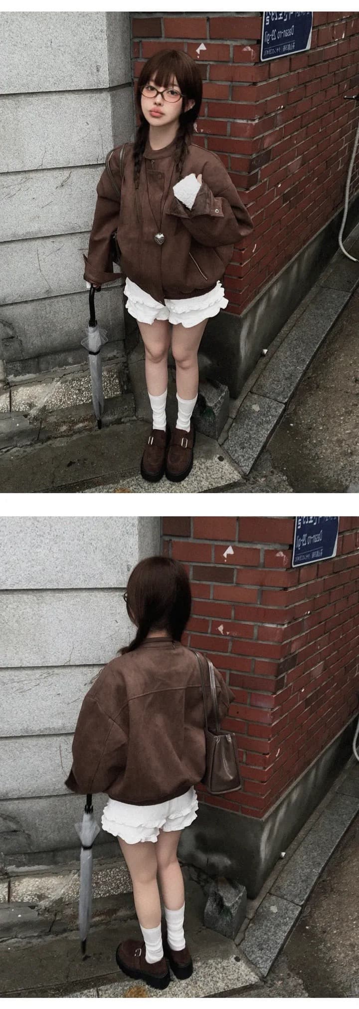 한국 chic 가을 겨울 레트로 작은 대중 스탠드 칼라 모방 사슴 캐시미어 루즈핏 다용도 긴팔 보온 재킷 여성 코트 상세 이미지 5