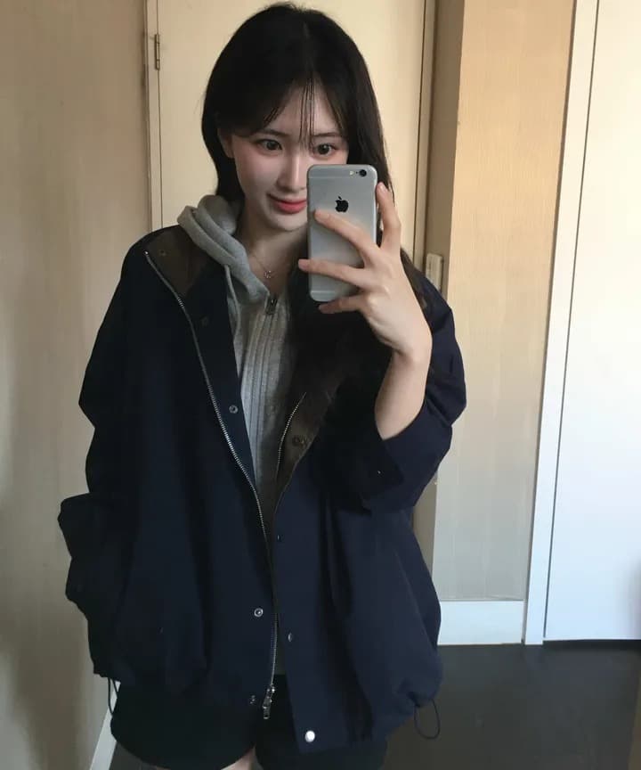 재고 있음 chic 한국 스타일 배색 재킷 상세 이미지 2