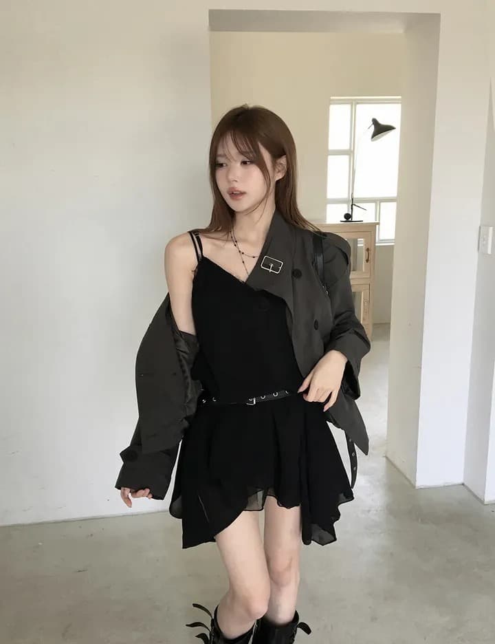 chic 한국 스타일 이중 버튼 재킷 상세 이미지 14