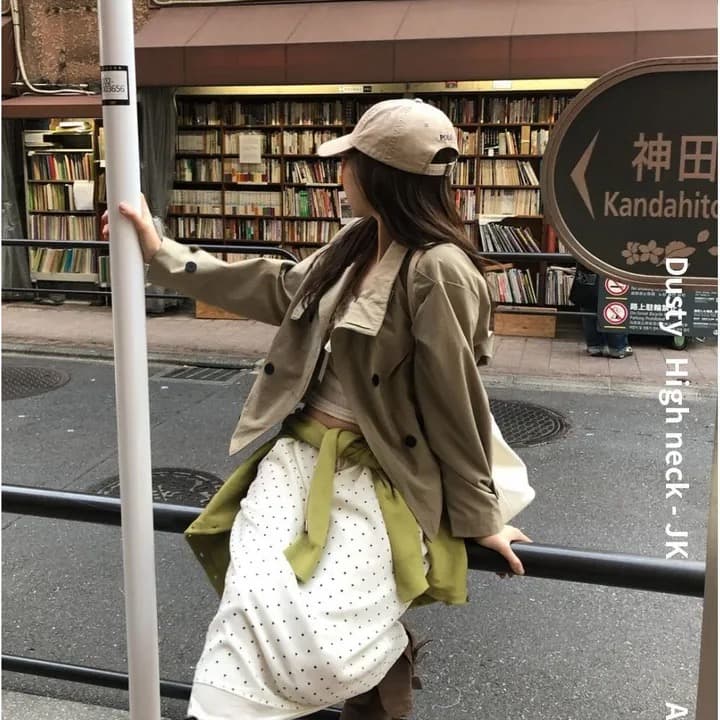 재고 있음 chic 패션 한국 스타일 이중 버튼 재킷 재킷 이미지 3