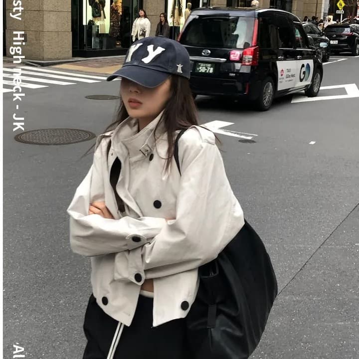 재고 있음 chic 패션 한국 스타일 이중 버튼 재킷 재킷 이미지 4
