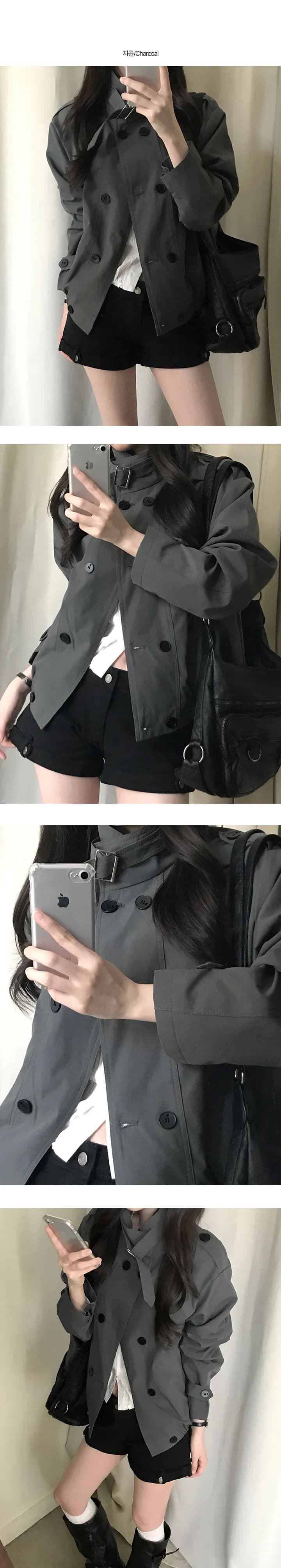 재고 있음 chic 패션 한국 스타일 이중 버튼 재킷 재킷 상세 이미지 1