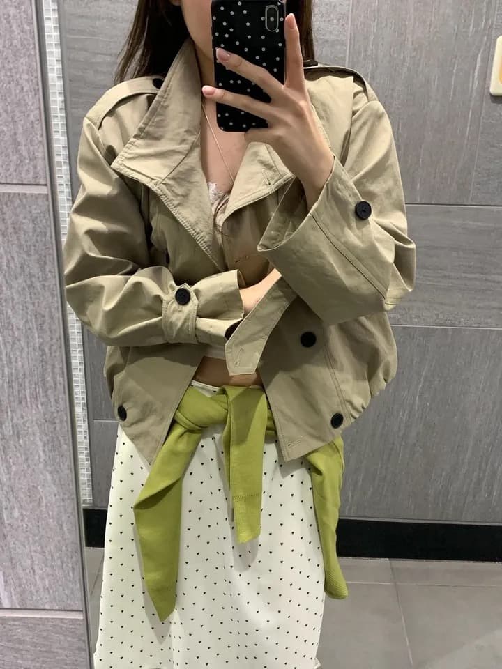 재고 있음 chic 패션 한국 스타일 이중 버튼 재킷 재킷 상세 이미지 2