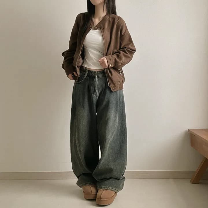 재고 있음 쇼트 스타일 스탠드 칼라 재킷 캐주얼 재킷 상세 이미지 7