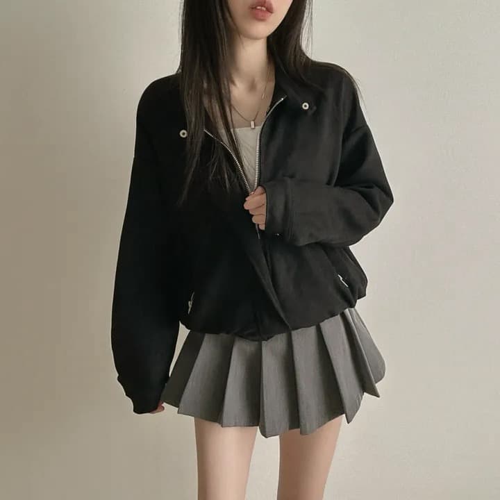 재고 있음 쇼트 스타일 스탠드 칼라 재킷 캐주얼 재킷 상세 이미지 15