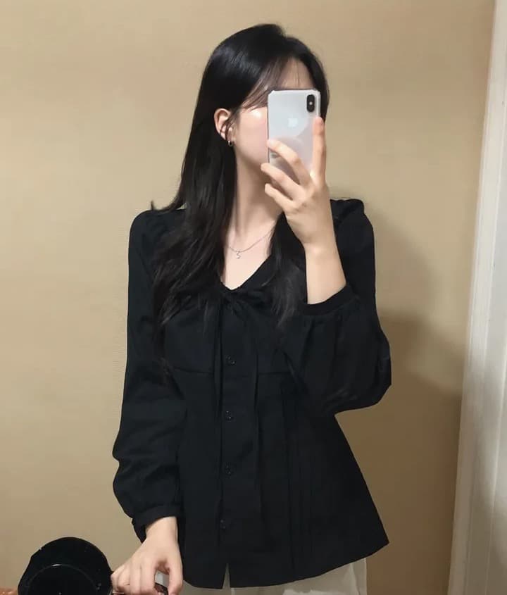 재고 있음 ins 달콤함 프랑스식 몸매 가꾸기 레이스업 다용도 슬림해 보이는 긴팔 셔츠 맨위 여성 상세 이미지 13