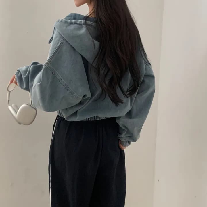 재고 있음 쇼트 스타일 더블 지퍼 데님 후드 재킷 상세 이미지 25