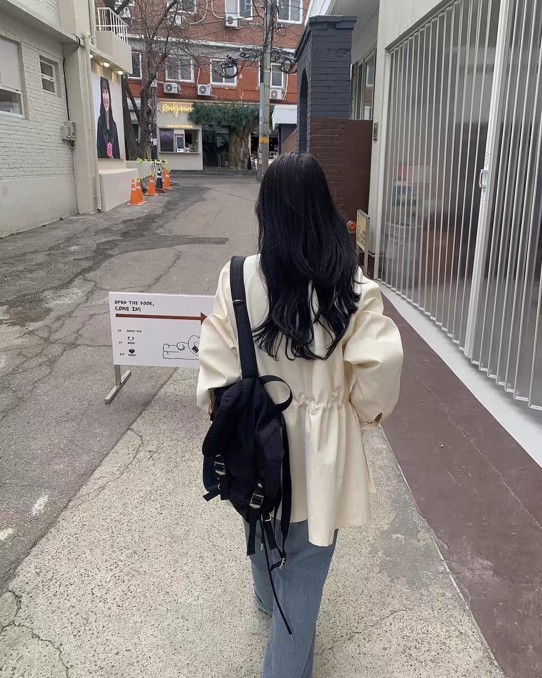 있음 창고 한국 동대문 2026 새로운 한국 스타일 다용도 허리 수축 패치워크 색상 바람막이 여성 코트 상세 이미지 1