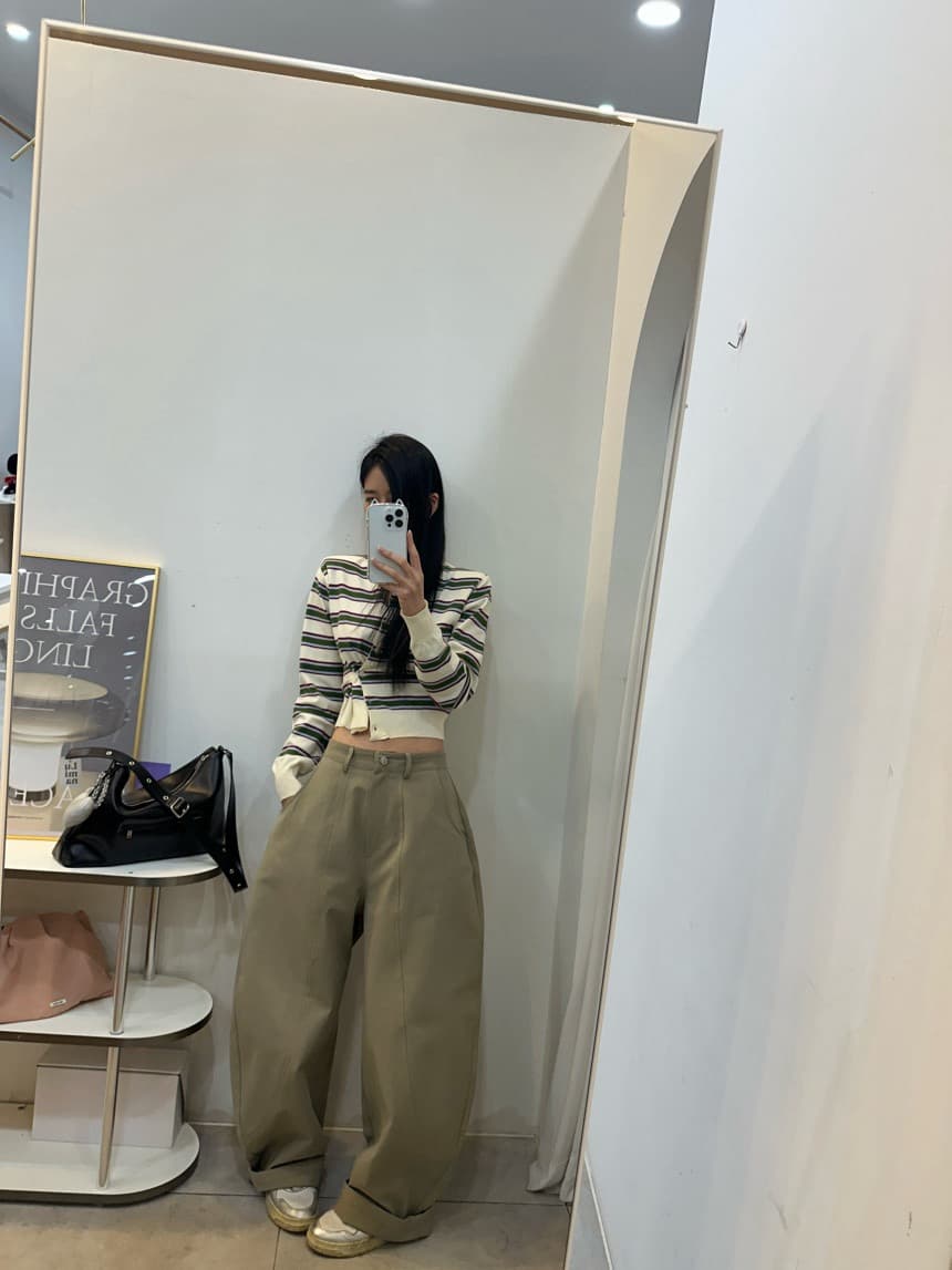 한 부서 다용도 스트라이프 배색 니트 카디건 코트 가을 연령 감소 슬림해 보이는 맨위 여성 상세 이미지 23