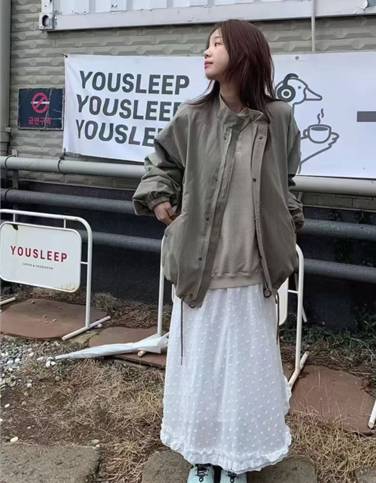 재고 있음 한국 ins 레트로 워크웨어 바람 루즈핏 다용도 스탠드 칼라 바람막이 상세 이미지 31