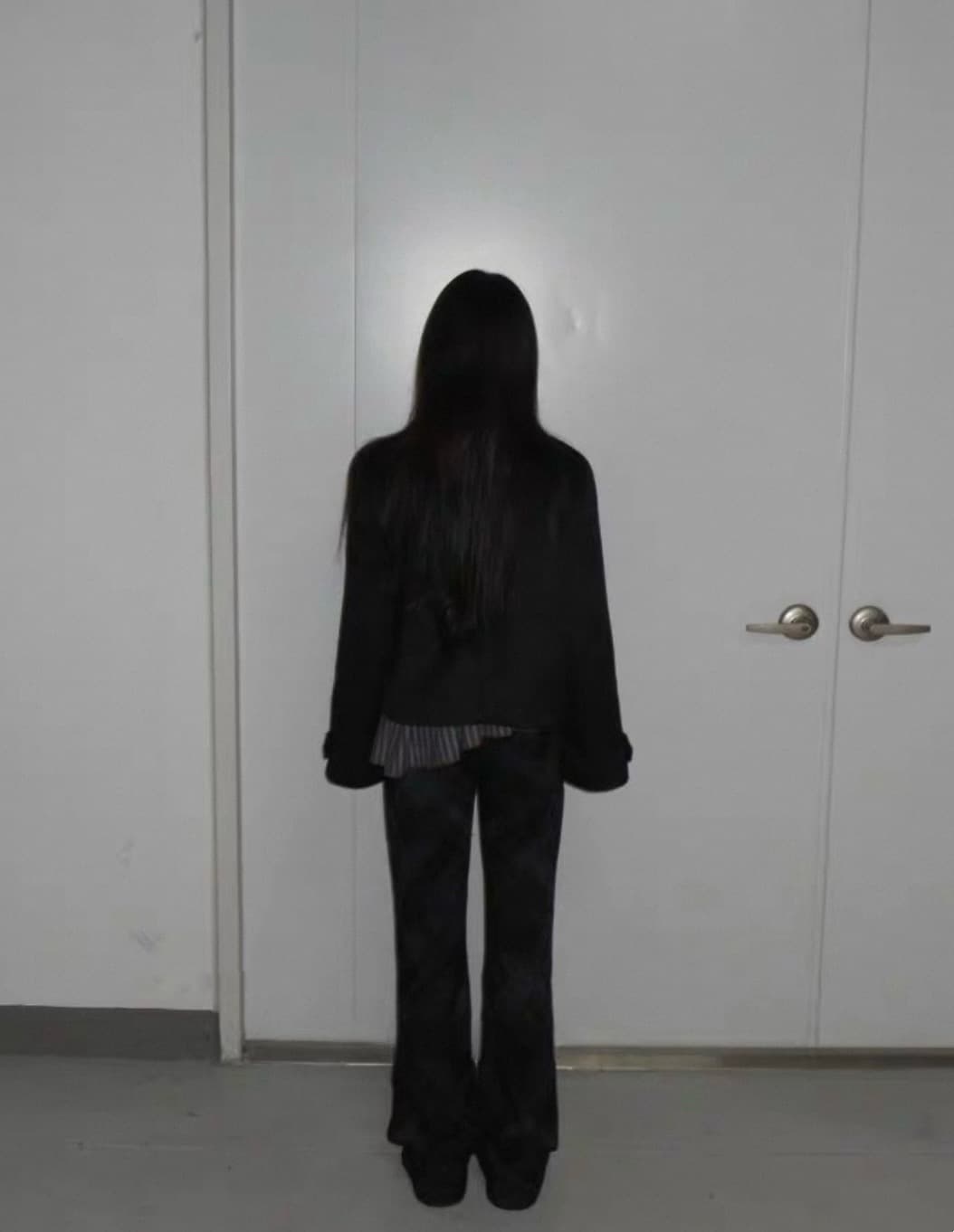 한 팬 이중 버튼 모직 짧은 드레스 재킷 상세 이미지 4