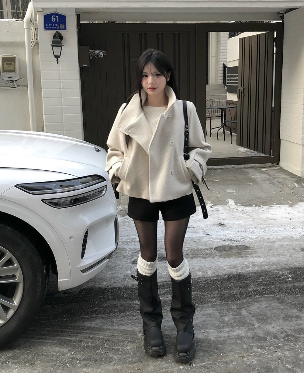 재고 있음 2026 겨울 새로운 스탠드 칼라 클립 얇은 면 싱글 줄 버튼 보온 울 코트 쇼트 스타일 외투 상세 이미지 17