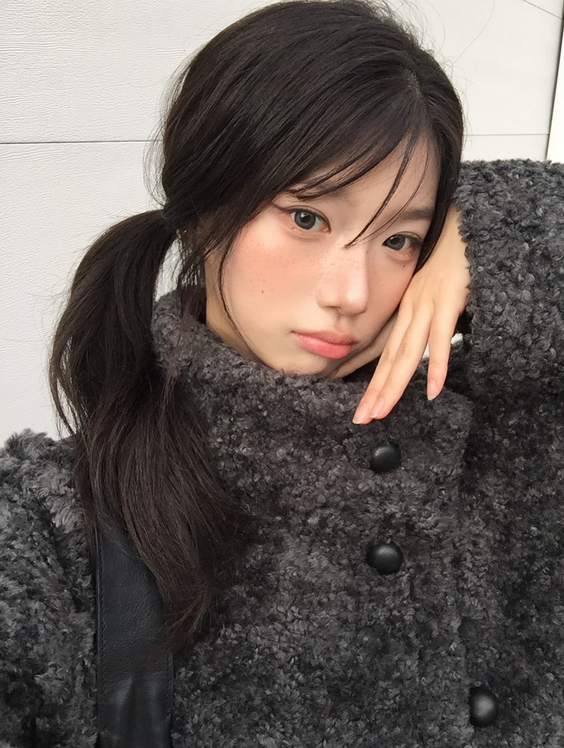 크기 있음 업데이트 프랑스식 레트로 품격 스탠드 칼라 보온 루즈핏 피모 하나 모피 외투 상세 이미지 8