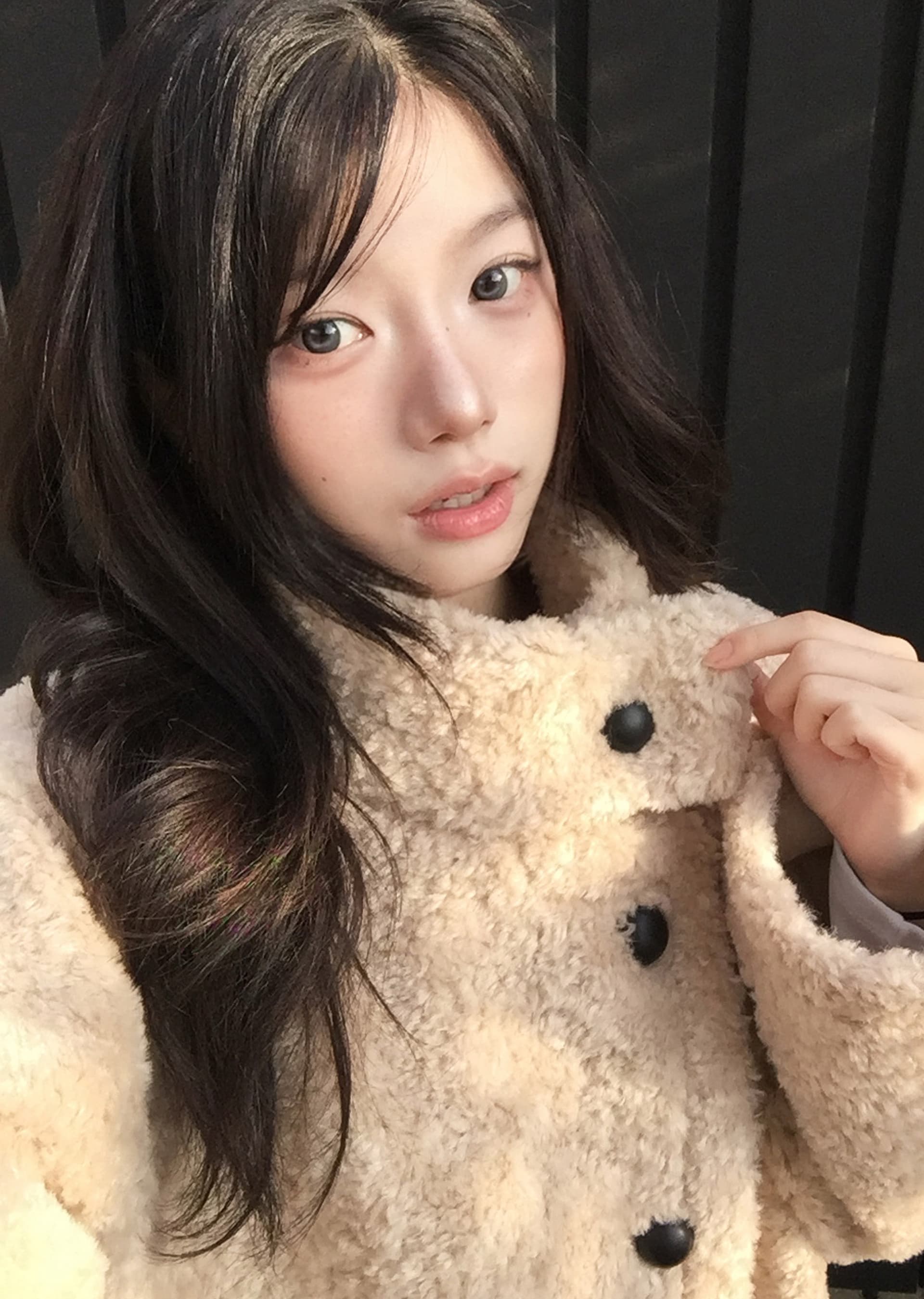 크기 있음 업데이트 프랑스식 레트로 품격 스탠드 칼라 보온 루즈핏 피모 하나 모피 외투 상세 이미지 16