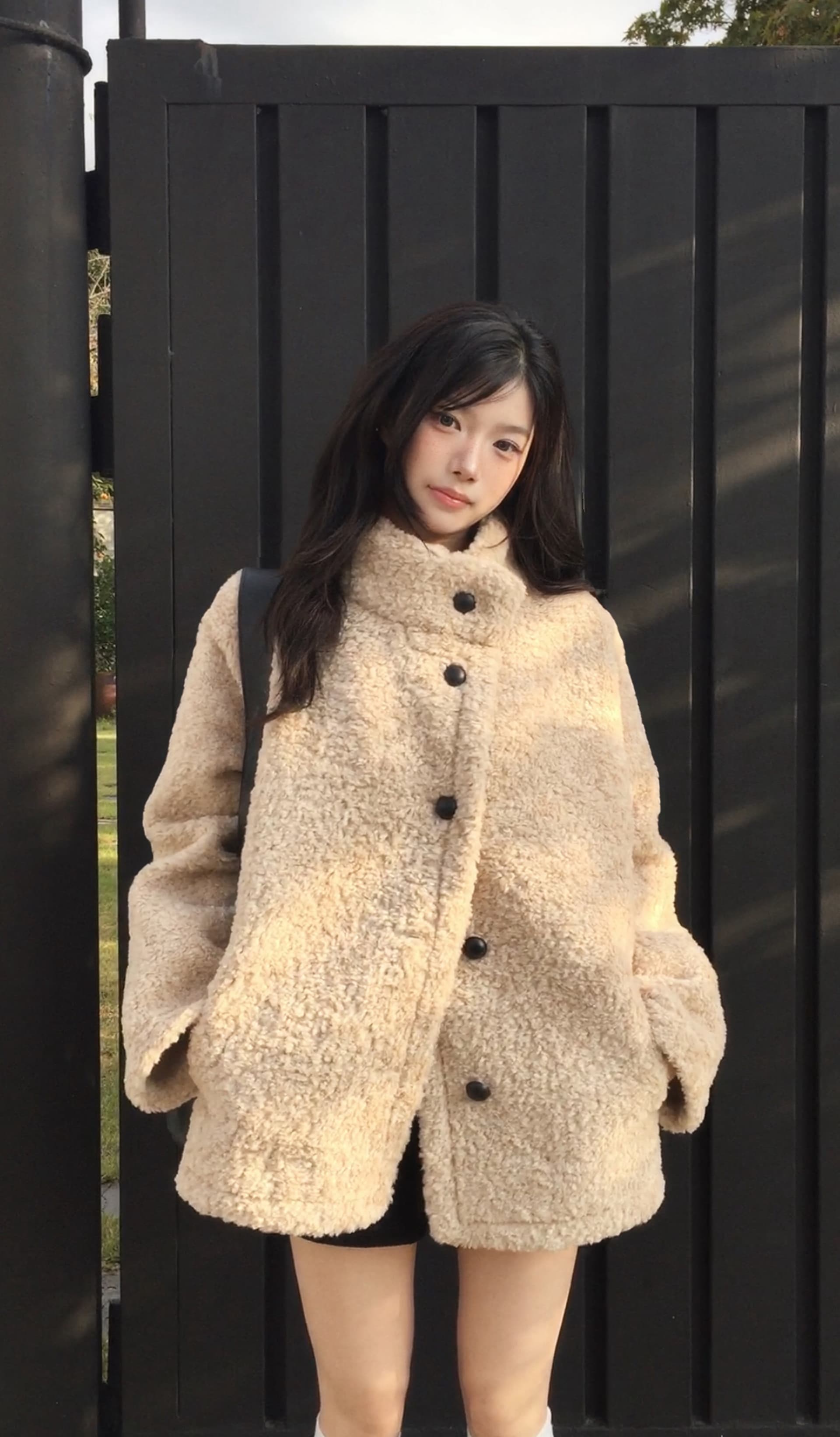 크기 있음 업데이트 프랑스식 레트로 품격 스탠드 칼라 보온 루즈핏 피모 하나 모피 외투 상세 이미지 20