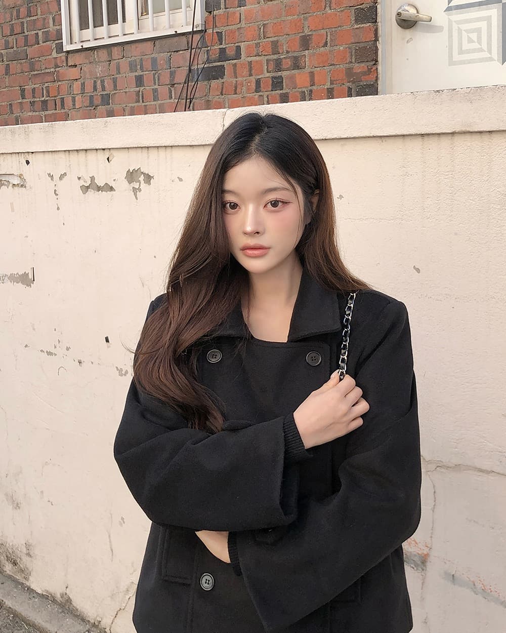 재고 있음 한 부서 가을 겨울 새로운 레트로 다용도 학원 스타일 폴로 칼라 이중 버튼 솜을 넣은 짧은 머리 여성 코트 상세 이미지 5