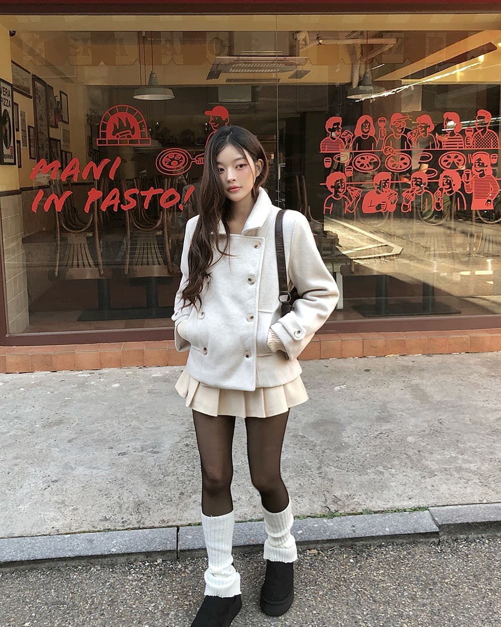 재고 있음 한 부서 가을 겨울 새로운 레트로 다용도 학원 스타일 폴로 칼라 이중 버튼 솜을 넣은 짧은 머리 여성 코트 상세 이미지 26