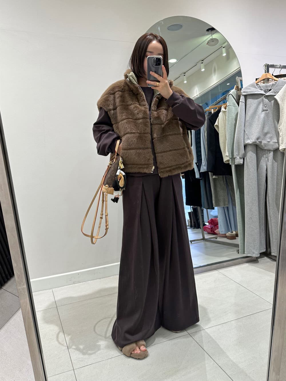 양면 착용 배색 수달 털 싸움 면 의류 베스트 모피 짧은 외투 한국 ins 환경 보호 모피 조끼 상세 이미지 7