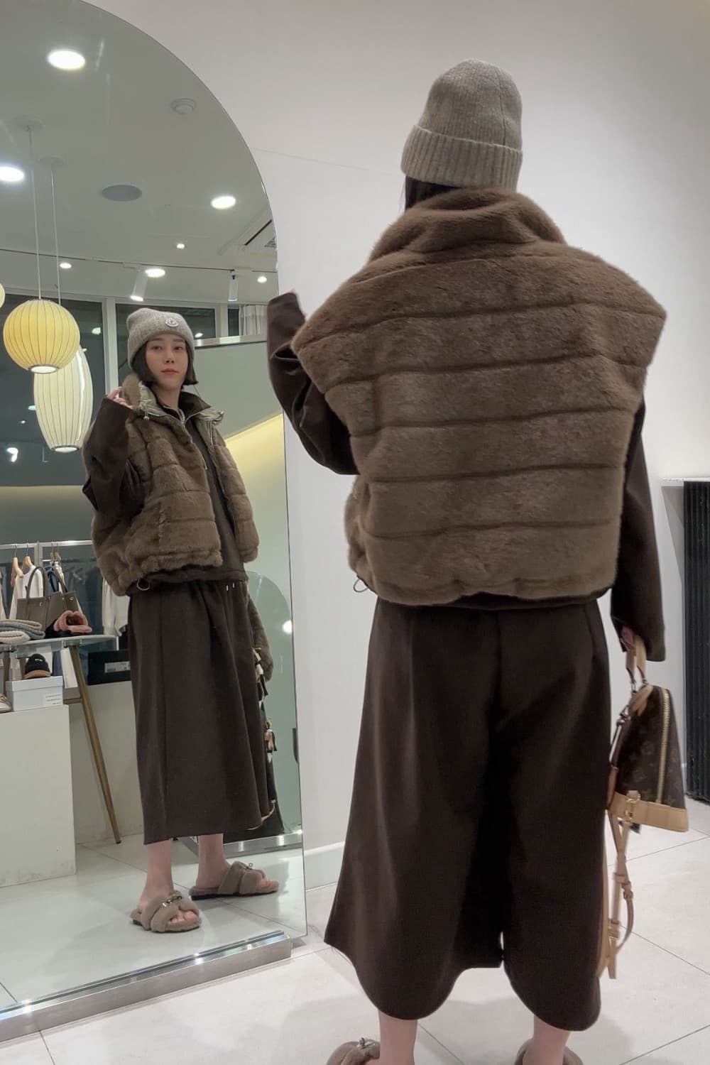 양면 착용 배색 수달 털 싸움 면 의류 베스트 모피 짧은 외투 한국 ins 환경 보호 모피 조끼 상세 이미지 9
