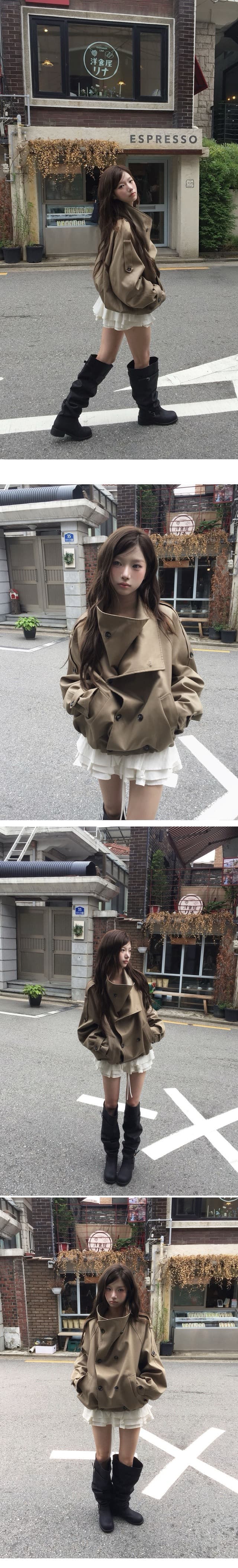 재고 있음 한국 chic 가을 겨울 새로운 한 부서 품격 이중 버튼 재킷 재킷 상세 이미지 1