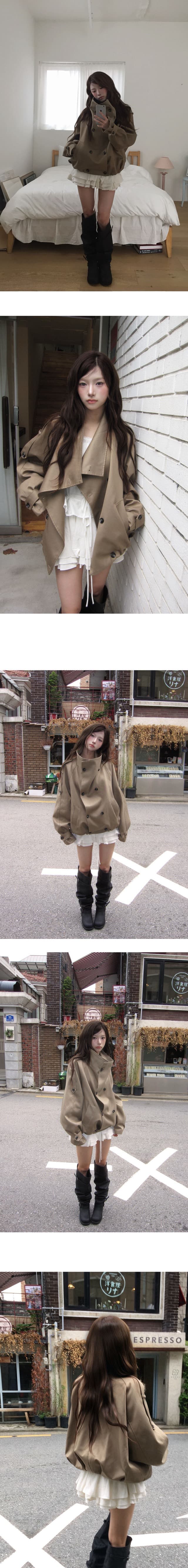 재고 있음 한국 chic 가을 겨울 새로운 한 부서 품격 이중 버튼 재킷 재킷 상세 이미지 2