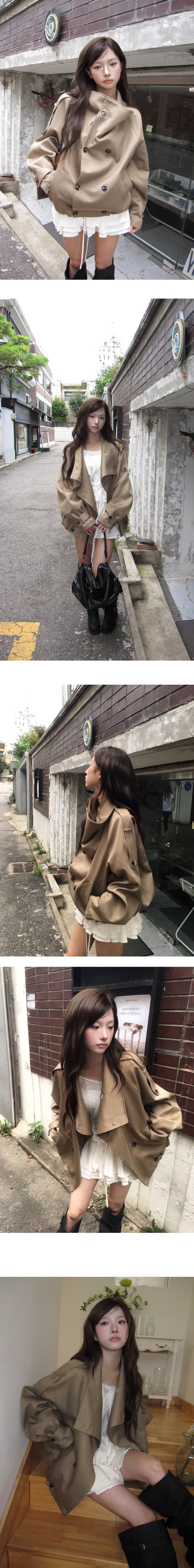 재고 있음 한국 chic 가을 겨울 새로운 한 부서 품격 이중 버튼 재킷 재킷 상세 이미지 3