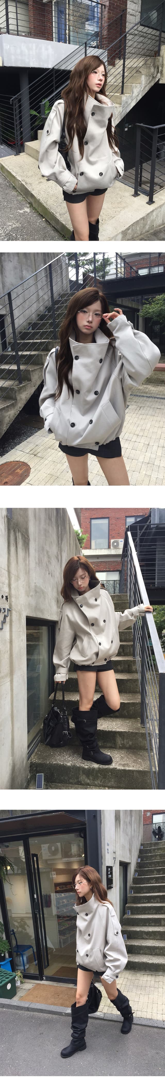 재고 있음 한국 chic 가을 겨울 새로운 한 부서 품격 이중 버튼 재킷 재킷 상세 이미지 8