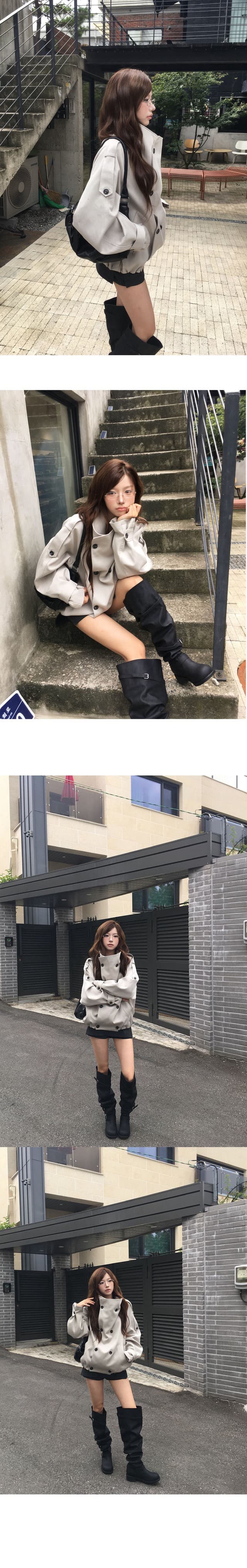 재고 있음 한국 chic 가을 겨울 새로운 한 부서 품격 이중 버튼 재킷 재킷 상세 이미지 9