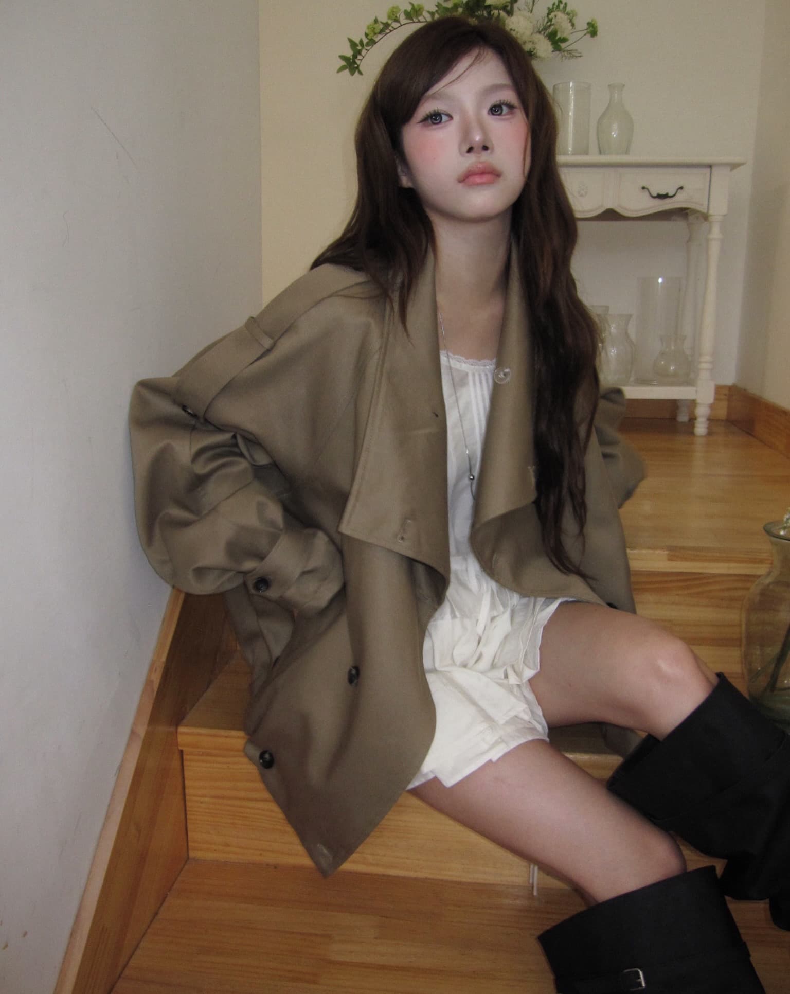 재고 있음 한국 chic 가을 겨울 새로운 한 부서 품격 이중 버튼 재킷 재킷 상세 이미지 15