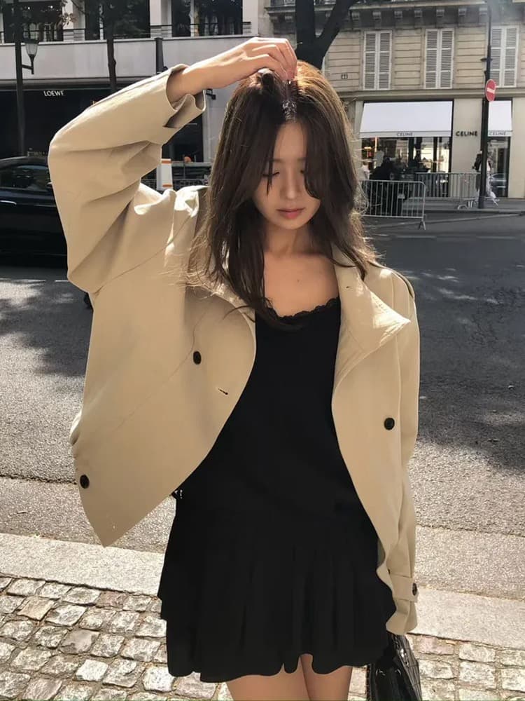 하자 절묘한 가입 일상 센스 쇼트 스타일 스탠드 칼라 재킷 재킷 이미지 2
