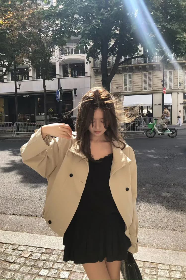하자 절묘한 가입 일상 센스 쇼트 스타일 스탠드 칼라 재킷 재킷 상세 이미지 5