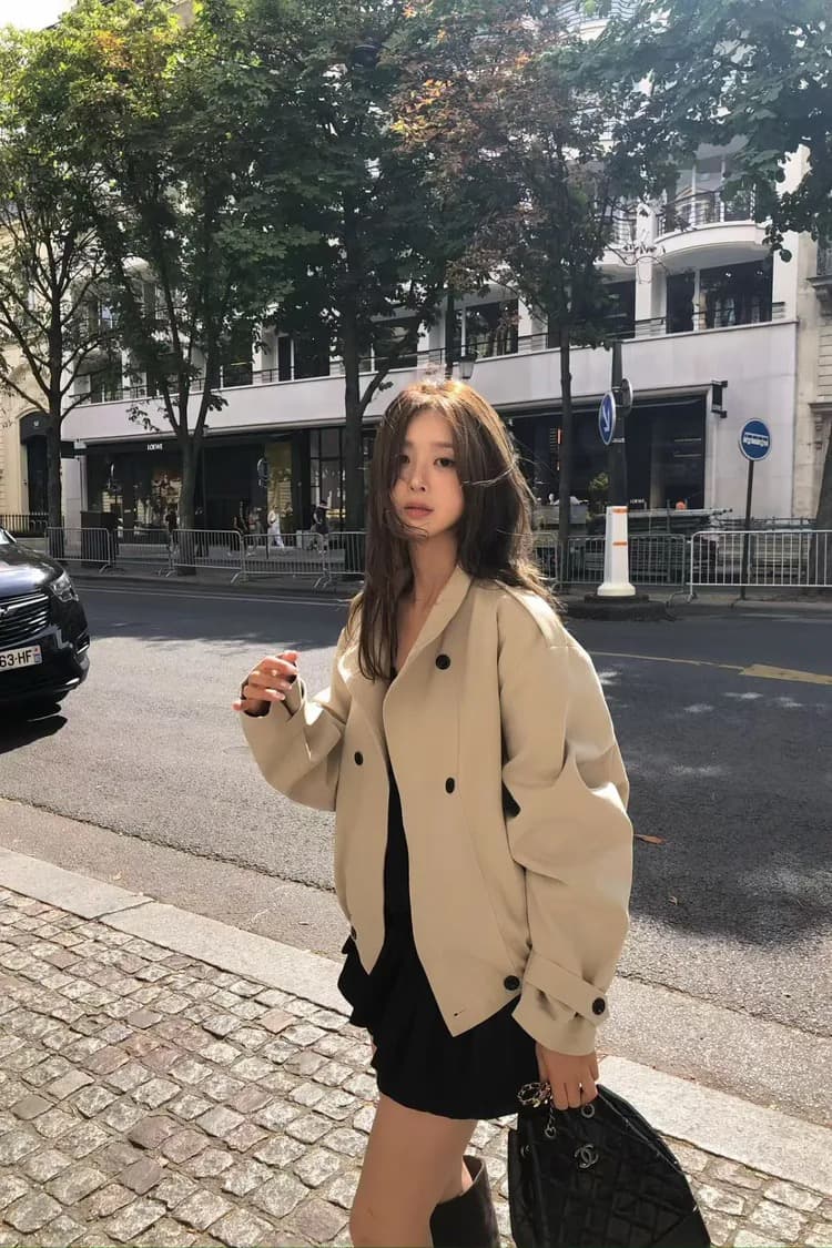하자 절묘한 가입 일상 센스 쇼트 스타일 스탠드 칼라 재킷 재킷 상세 이미지 9