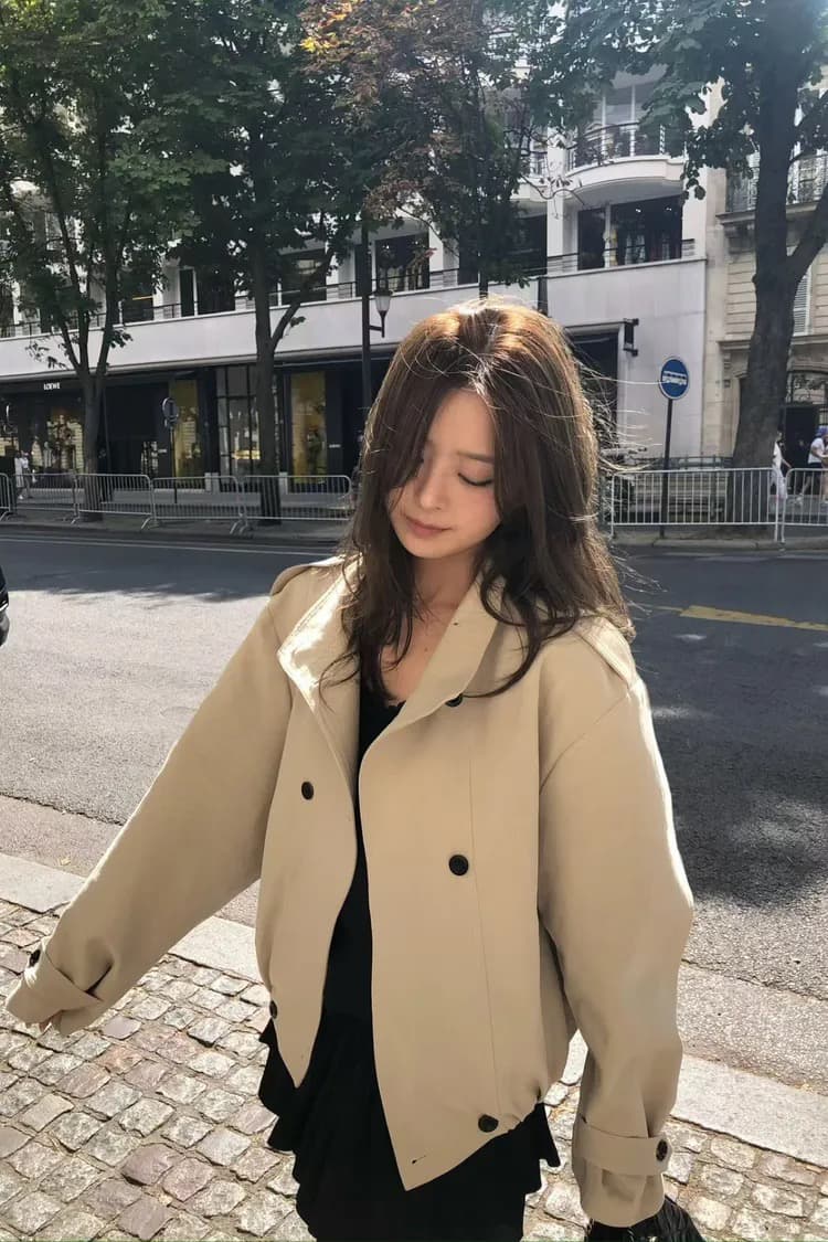 하자 절묘한 가입 일상 센스 쇼트 스타일 스탠드 칼라 재킷 재킷 상세 이미지 12