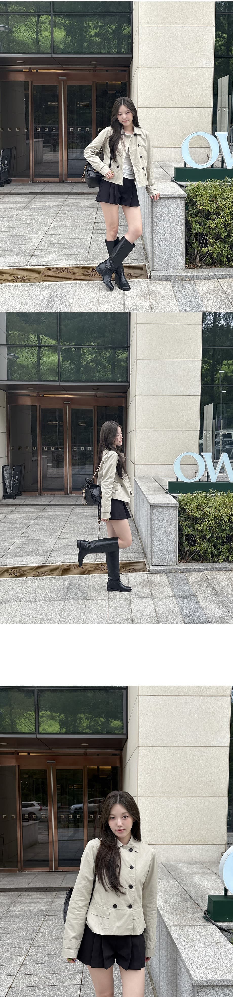 chic 한국 스타일 가을 레트로 폴로 칼라 이중 버튼 작은 대중 미니멀리즘 다용도 쇼트 스타일 재킷 재킷 상세 이미지 3