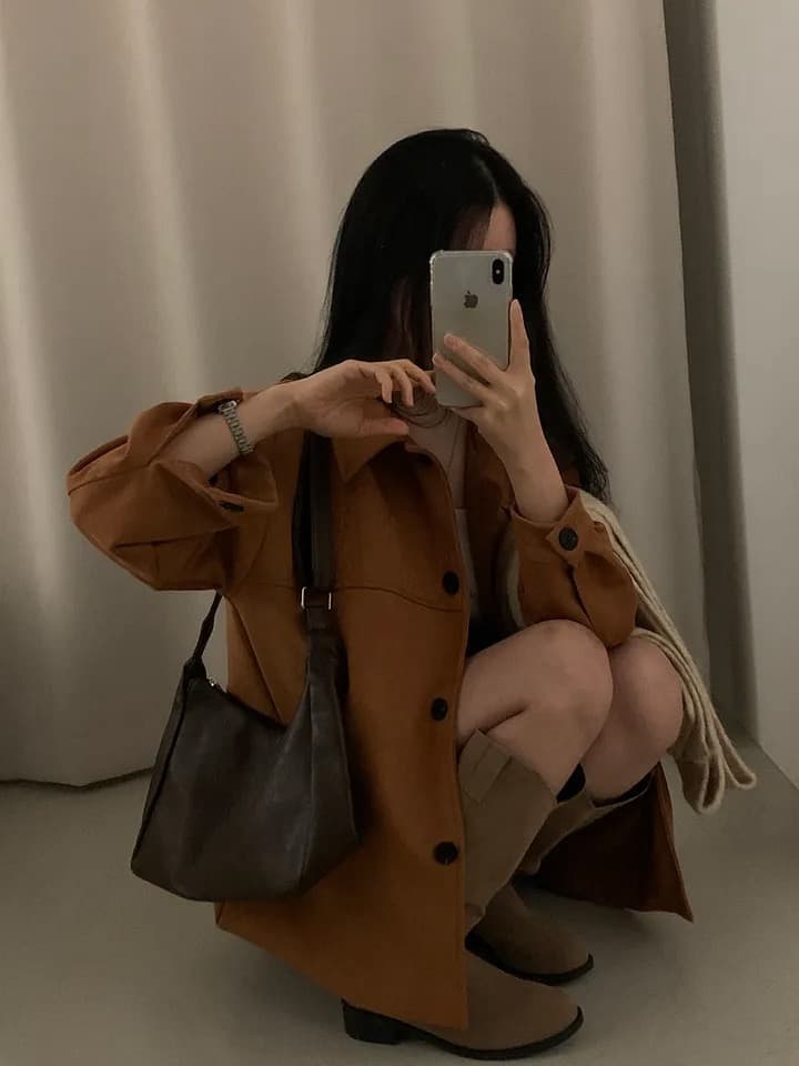 재고 있음 chic 한국 스타일 루즈핏 스트레이트 사슴 캐시미어 루즈핏 바람막이 상세 이미지 9
